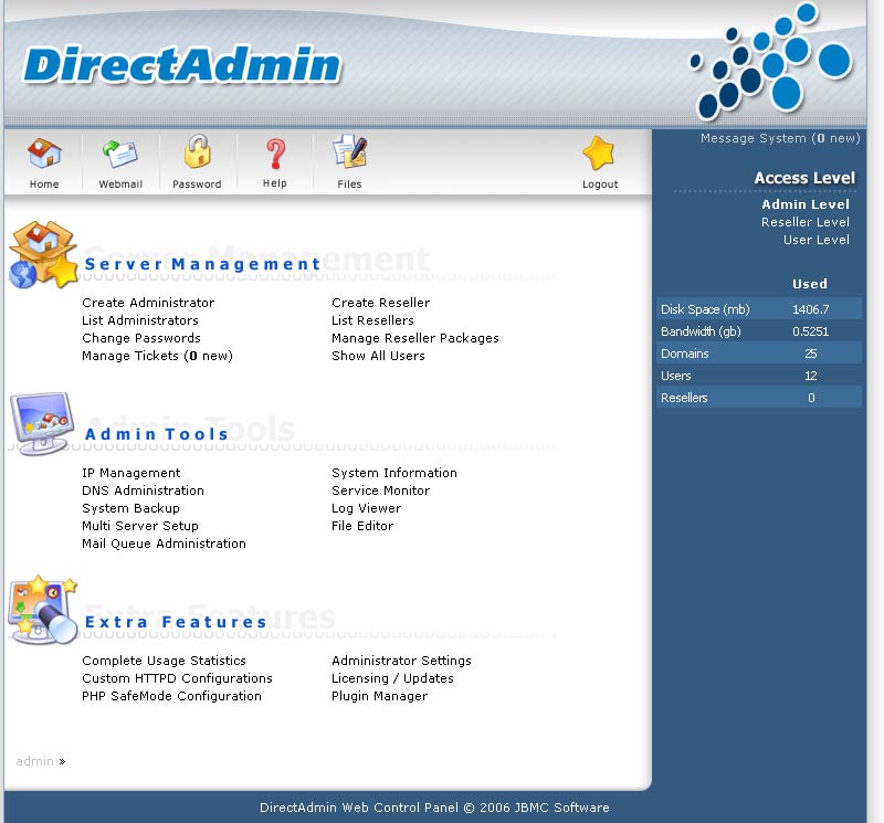 DirectAdmin screenshot