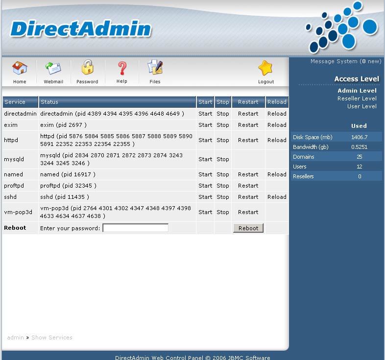 DirectAdmin screenshot